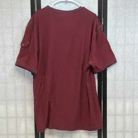 Modern Culture Burgundy Grey Marled 3 Button Short Tab Sleeve Henley Shirt 3XB - Picture 2 of 13